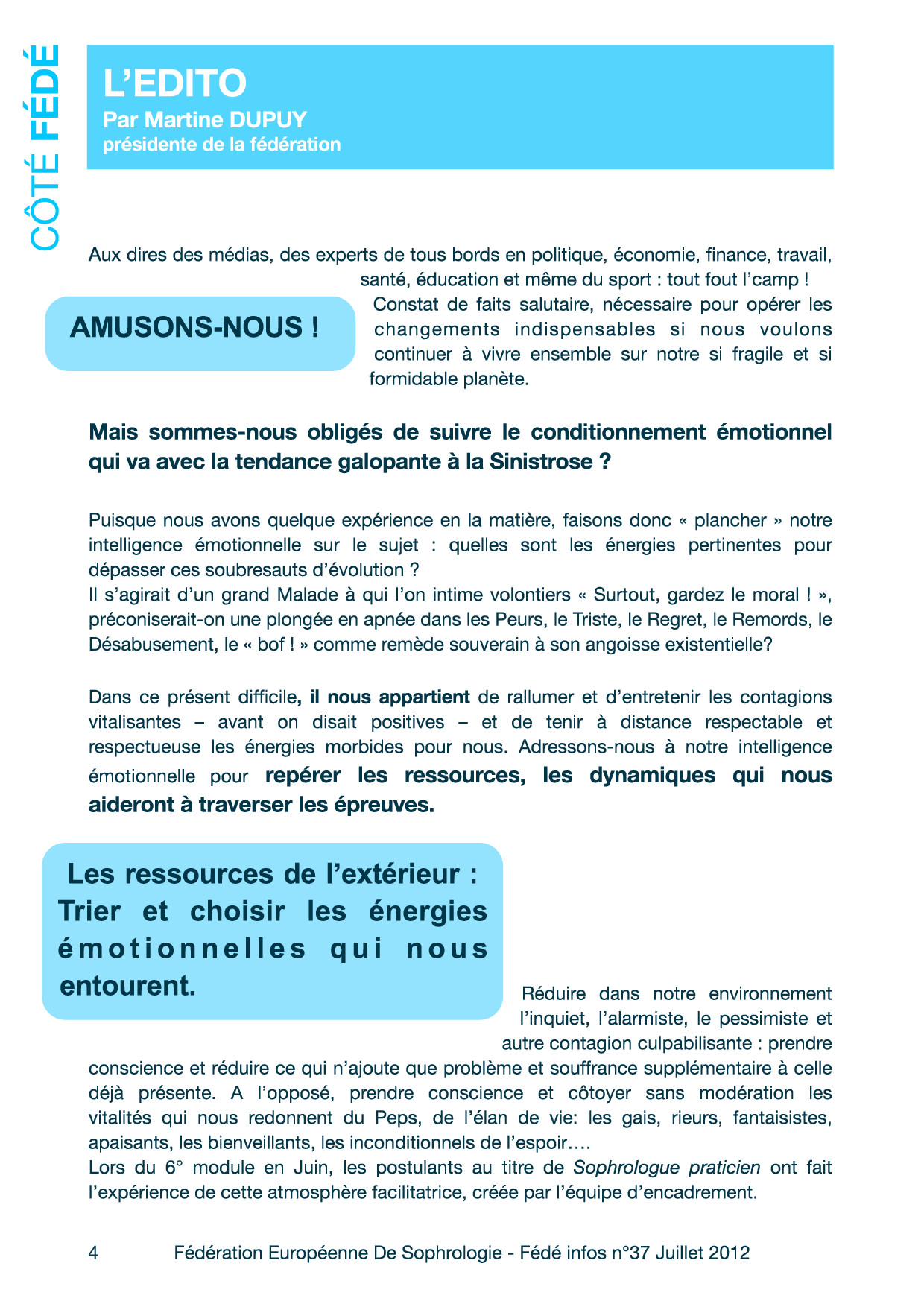 Editorial du Fédé Infos N°37