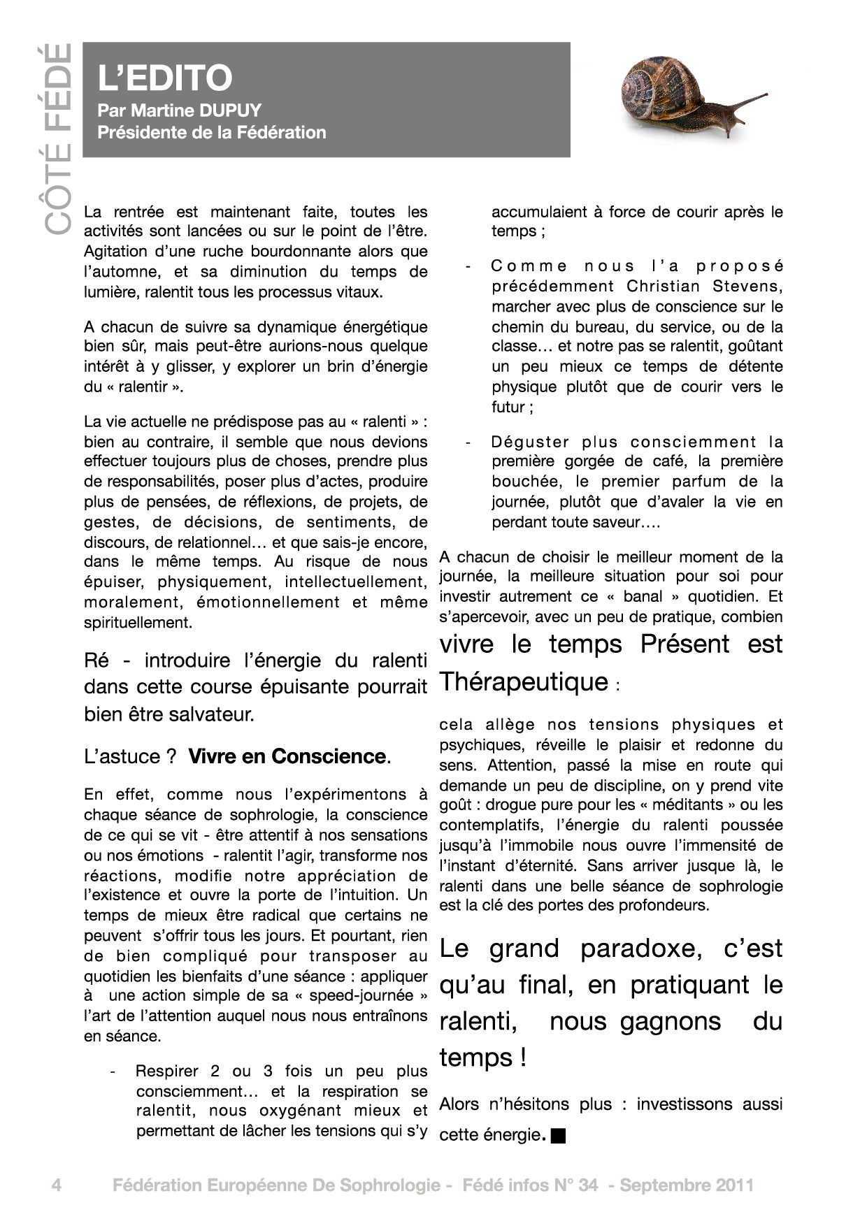 Editorial du Fédé Infos N°34