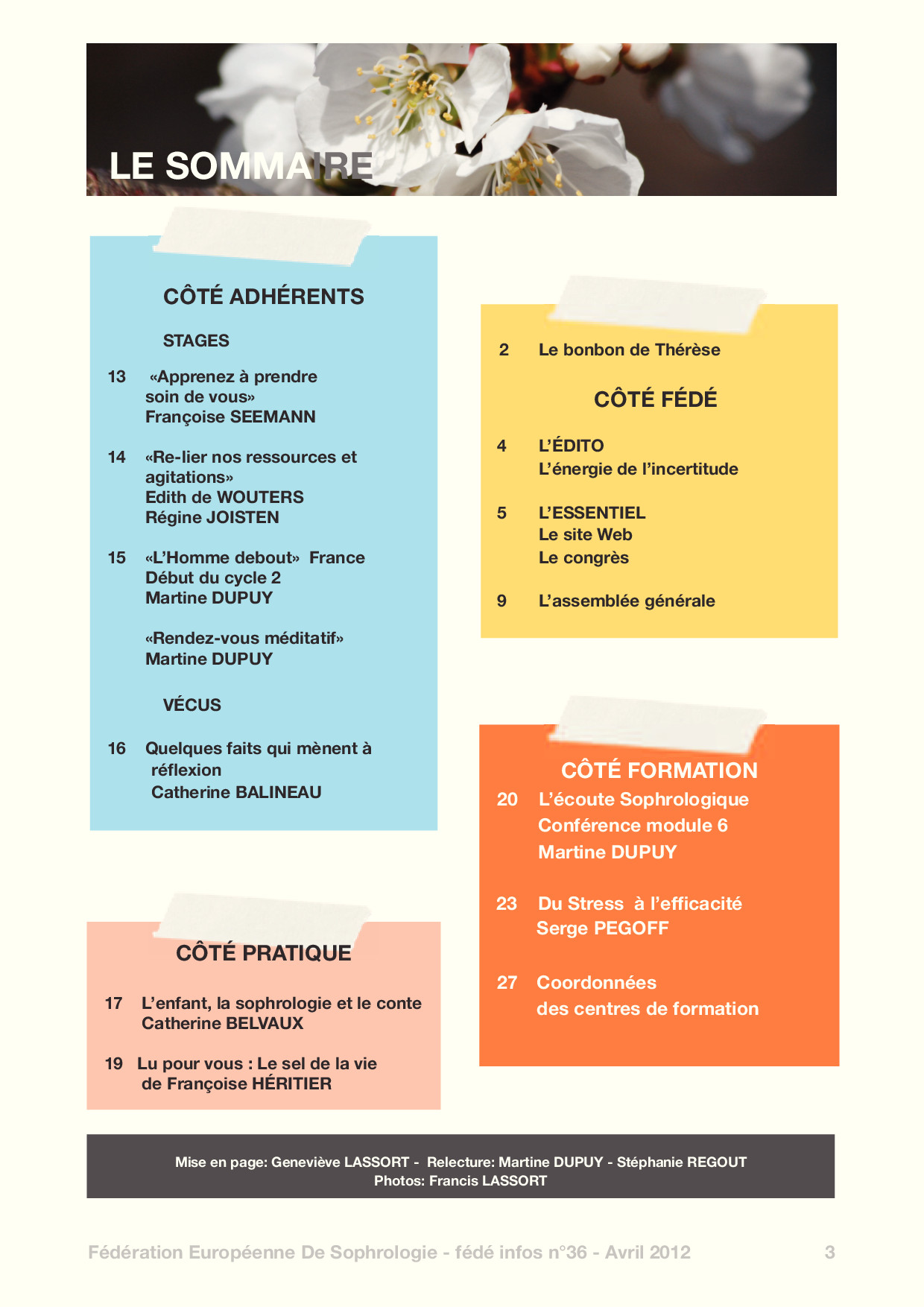 Sommaire Fédé Infos N°36
