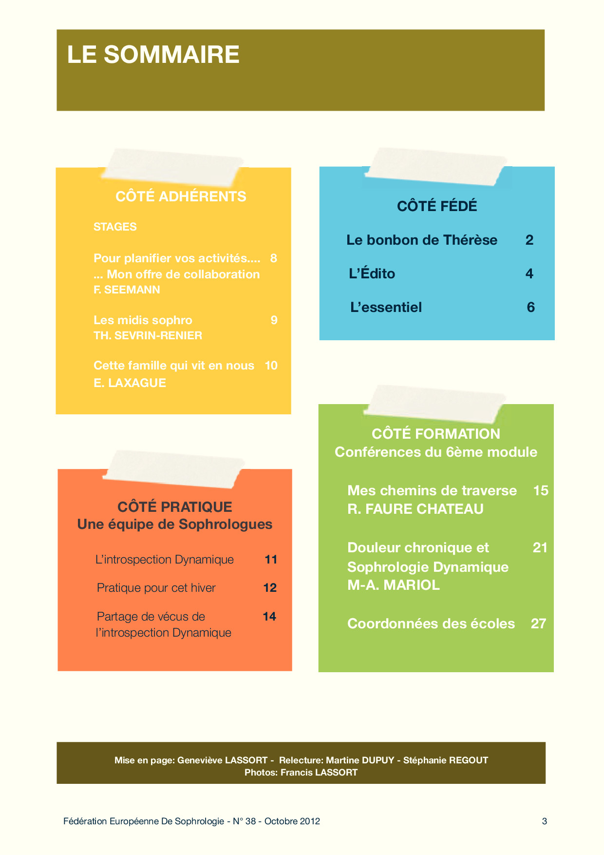 Sommaire Fédé Infos N°38